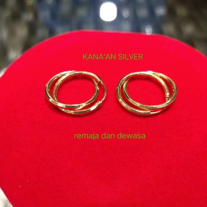 Anting Ring polos dewasa warna Rose gold 1,1gram lapisan emas kuning murni 24k