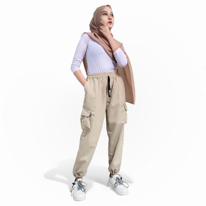 CELANA CARGO PANTS PRIA WANITA UNISEX BAHAN KATUN DRIIL GRADE A 2 SAKU SAMPING 2 CARGO UKURAN M XL M