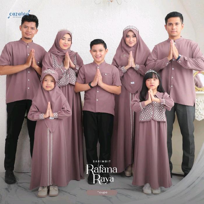 SARIMBIT 2025 RAFANA RAYA BY CAZALEA TAUPE SET PAKAIAN KELUARGA LEBARAN 2025 Dress Maroon Muslim Gam