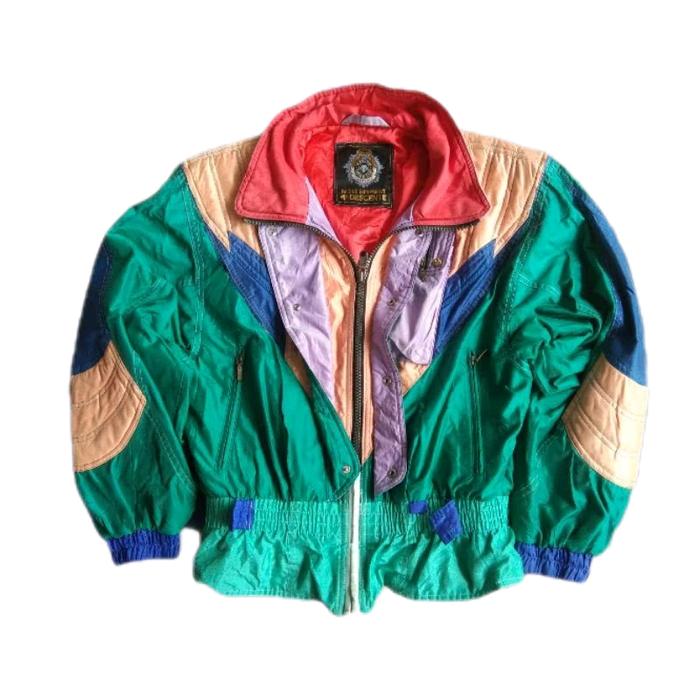 Jaket racing Vintage thrift color block Unisex
