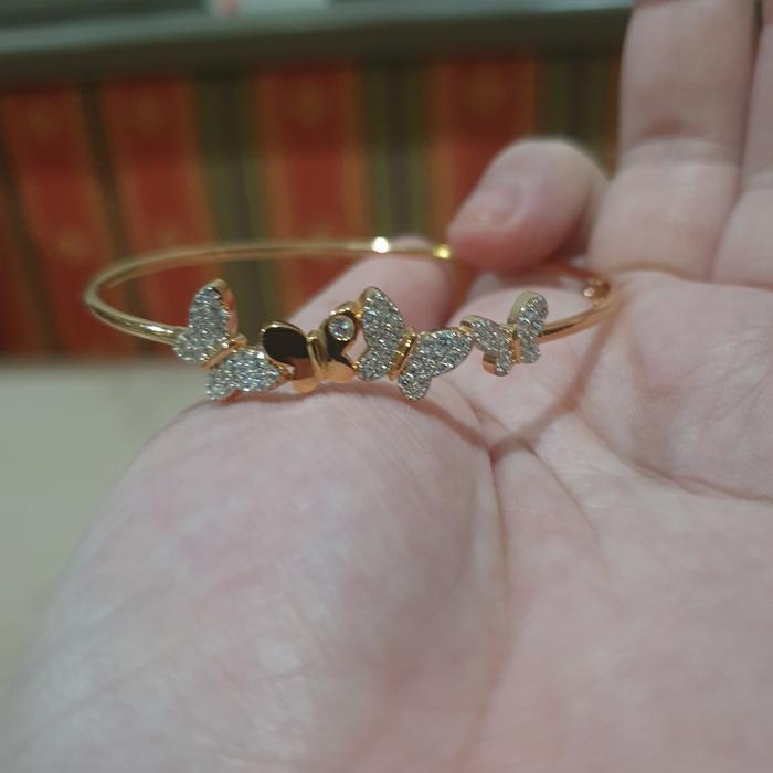 BANGLE GELANG OVAL KAKU UBS KUPU BUTTERFLY KOREA EMAS ASLI 375 MUDA