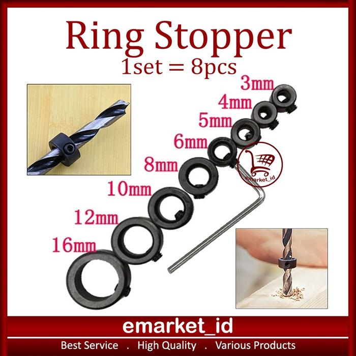 Ring Stopper Pembatas Kedalaman Mata Bor 8 in 1 / Drill Bits
