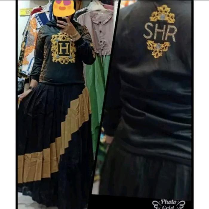 setelan rok SHR original bahan scuba rok linen