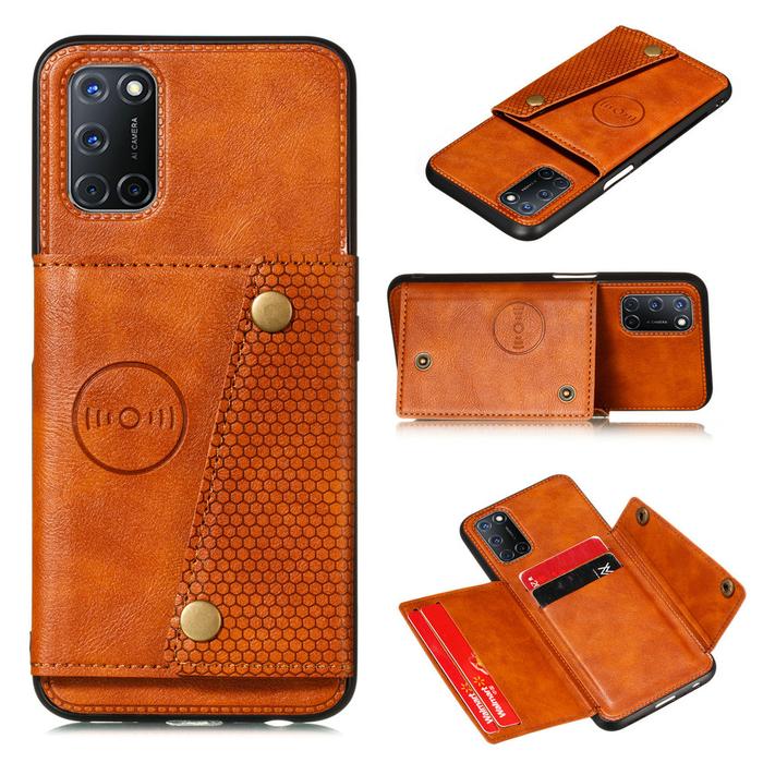 Shockproof Case Leather Back Cover for OPPO A17 A54 Card Shell Oppo