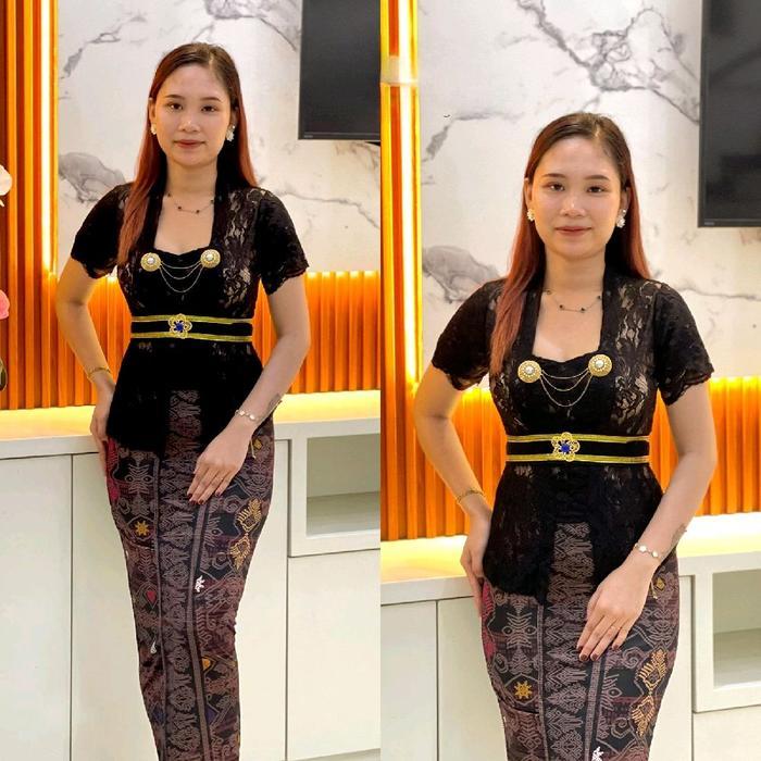 Oneset Kebaya Brokat Setelan Kebaya Bali Mewah Cantik Bahan Brokat Lembut Jahitan Rapi Size S-Xxl Dr