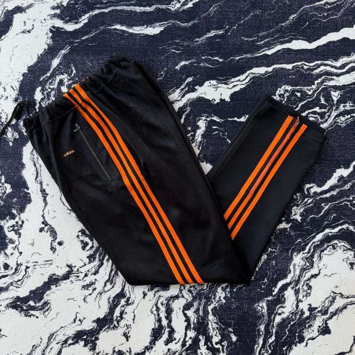 Vintage adidas descente trackpants blackorange