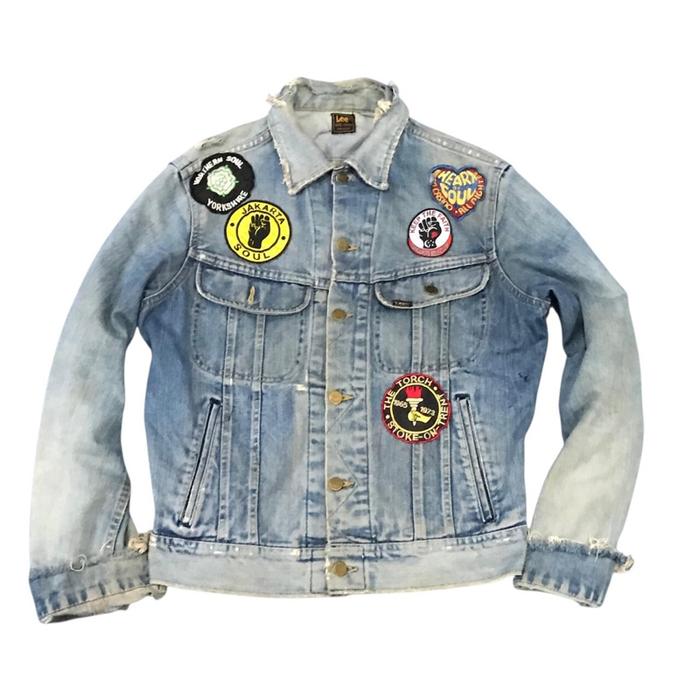 Vintage Lee trucker jeans northern Soul Patch jacket beautiful and georgeus fading Made in Usa Size