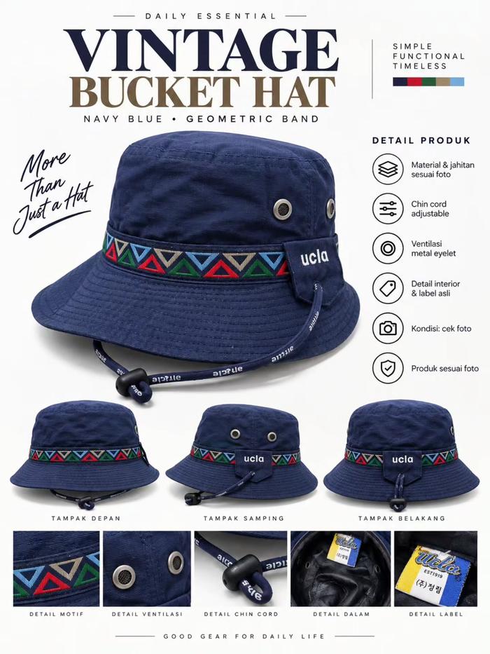 Vintage Bucket Hat UCLA Navy