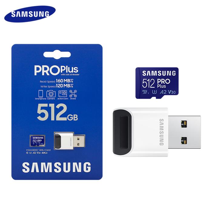 Samsung Pro Plus Memory Card With USB 3.0 Reader 512GB 256GB 128GB