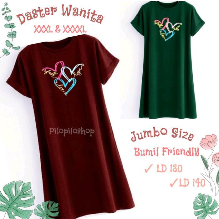 Pilonino Store Baju Daster Kaos Jumbo LD 130 LD 140 cm XXXL XXXXL Dress Santai Wanita Big Size Baju 