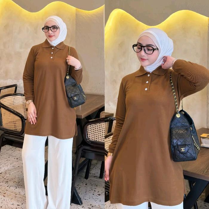 New By HUMMAYRAH | Seragam atasan Tunik Olahraga Wanita/Baju Kaos Tunik Polo Polos Wanita