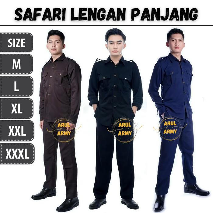 GROSIR SERAGAM SAFARI PDH PDL SATPAM SECURITY COKLAT PANJANG PENDEK UNISEX BAJU KEAMANAN SUPIR DRIVE