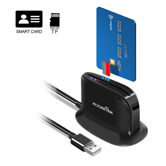 Rocketek USB 2.0 SIM Smart Card Reader ATM IC/ID CAC TF Cardreaders