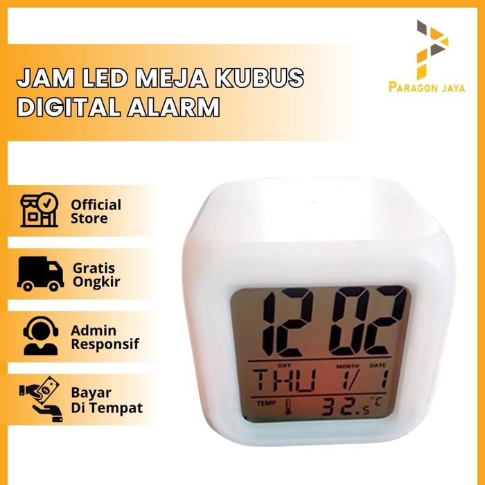 Jam LED Meja Kubus Digital Alarm Clock Berubah warna Moody Terlaris