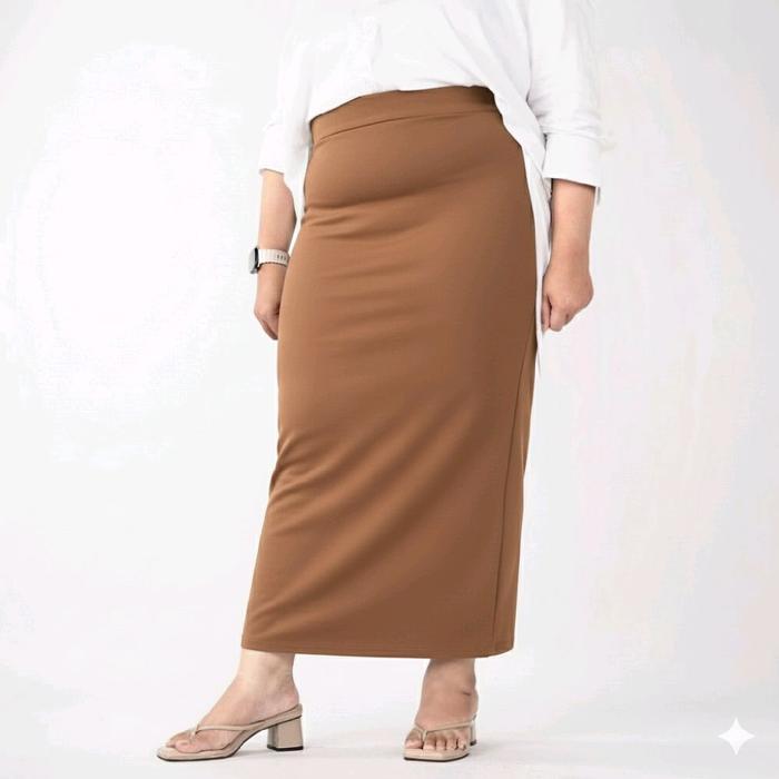 PROMO!! Rok Span Scuba Polos Tanpa Belah Premium Maxi Bawahan Wanita Basic Kerja Panjang Bahan Tebal