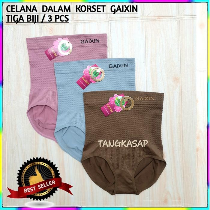 (3pcs) - Cd korset bahan super tebal /celana semi korset mellar smpai bb 120kilo GAIXIN 7233