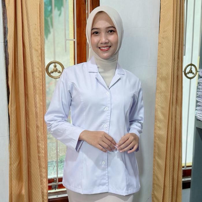 Baju Dinas Putih Wanita JAPAN DRILL/PDH Wanita/Baju Guru/Baju PNS/PDH JAPAN DRILL Atasan Kerja Forma