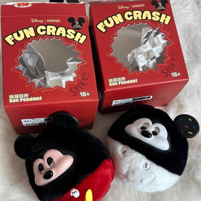 Genuine Miniso Mickey Fun Crash Series Blind Box Pendant Cartoon Mickey Vinyl Doll Cute Bag Pendant