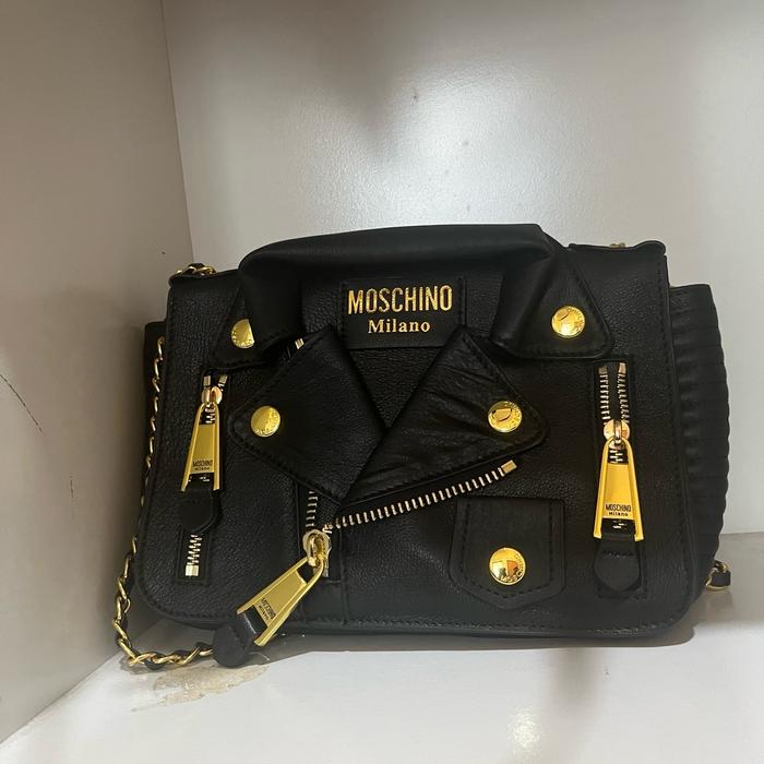 MOSCHINO Milano Tas Mosc Biker Bag Warna Netral Black Size Medium Cantik dan Stylish
