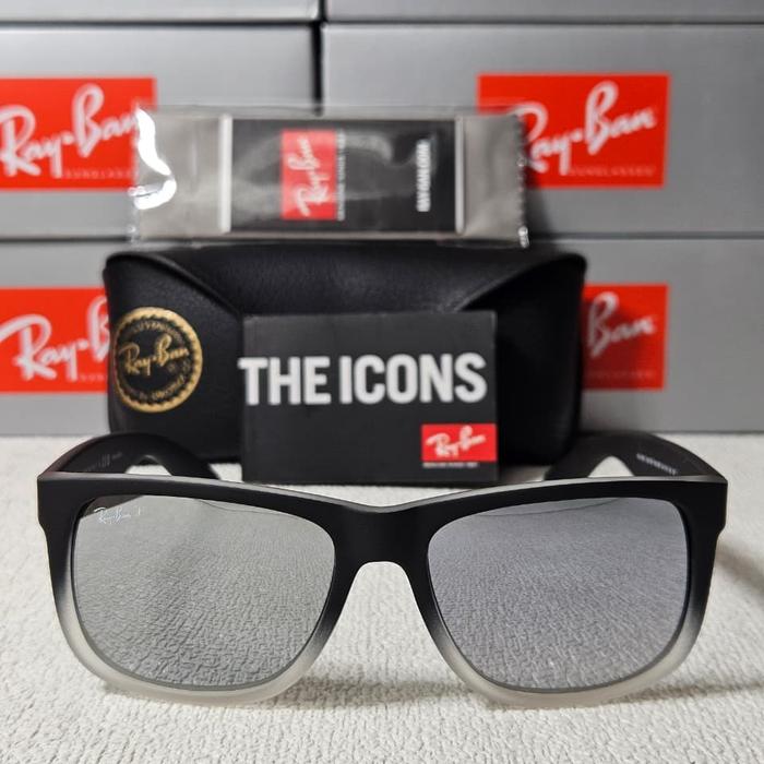 RayBan Justin RB4165 852/88 54 Lens Mirror Silver List On Clear Grey Original