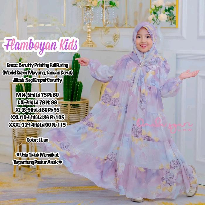 Flamboyan kids set hijab original Alifa