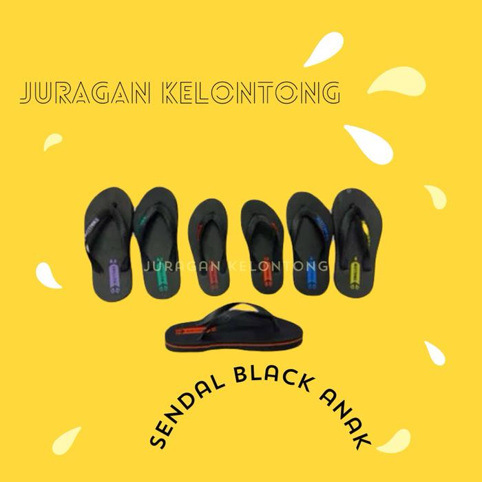 SENDAL SWALLOW BLACK TANGGUNG / SENDAL SWALLOW BLACK ANAK / SWALLOW HITAM ANAK