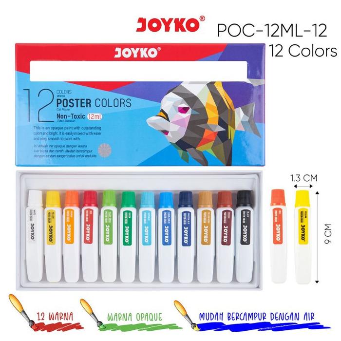 Poster Color Cat Poster Tube 12ML Joyko 12 Warna MURAH!