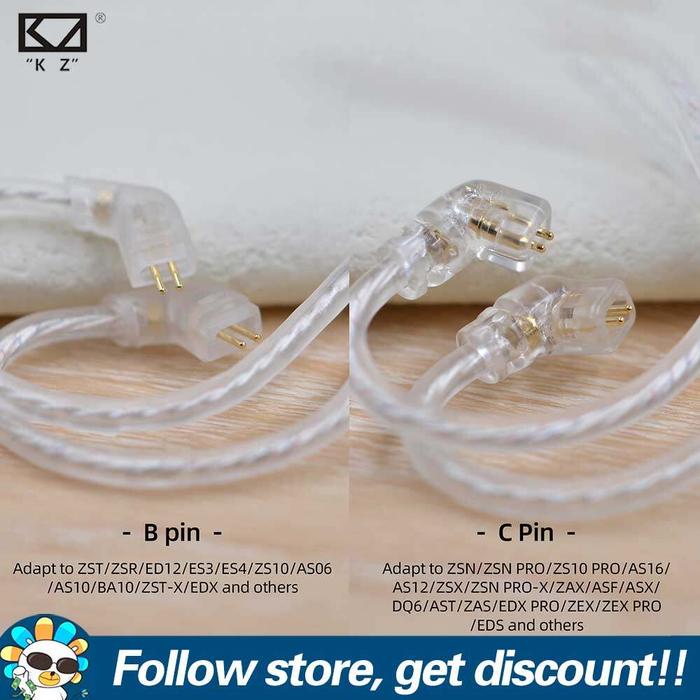 KZ Kabel Datar Berlapis Perak, Kawat Pengganti Earphone Profesional