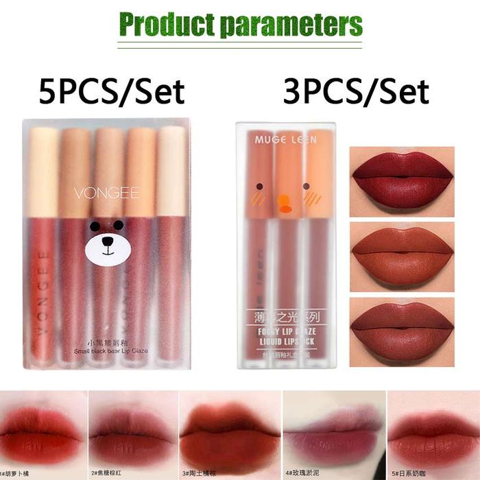 Lipstik Matte Waterproof Paket 5 Warna Makeup Set Matte Liquid Lipstick Lip Gloss Matte