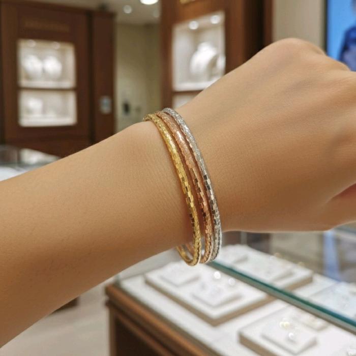 Titanium88 Gelang Keroncong Mix,Gold,Rosegold Dan Silver isi 3 Permata HANNA Full Permata Wanita BRO