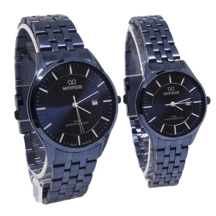 JAM TANGAN COUPLE MIRAGE NAVY BLUE ORIGINAL GARANSI RESMI ANTI AIR WATER RESISTANT AKSESORIS FASHION