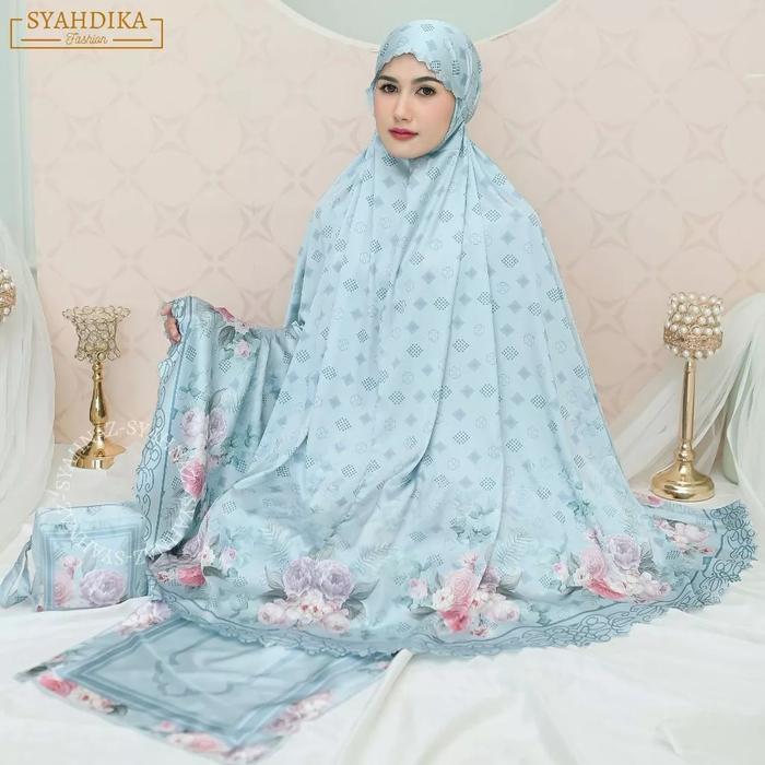 SYAHDIKA Mukena Dewasa Silk Premium 2in1 Faiza Series Cantik Lembut Motif Panjang Tebal Travel Mini 