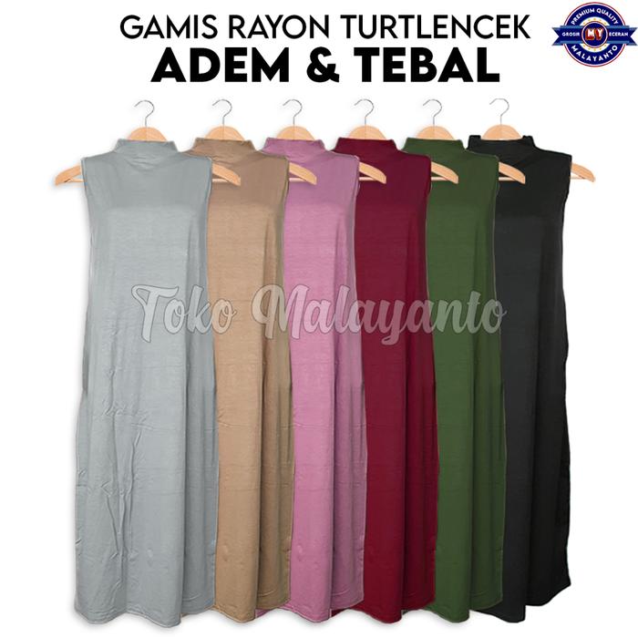 Inner Dress Premium Baju Manset Gamis Lengan Panjang Tanpa Tangan Buntung Wanita Kerah Leher Turtle 