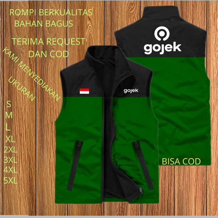 Promo Jaket Rompi Pria Ojol Gojek bendera Rompy Grabbike Drive Rompi Hiking Pria Terbaru Rompi Grab