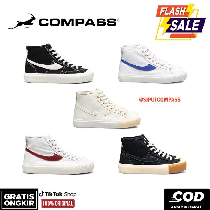 [ORIGINAL] Sepatu Compass Gazelle High Black White / White Blue / White Red / Black Gum / Cream / Bl