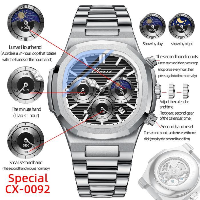 Jam Tangan Otomatis Chenxi 0092 Pria Dewasa Cowok Terbaru 2024 Anti Air Kasual Olahraga Digital Kado