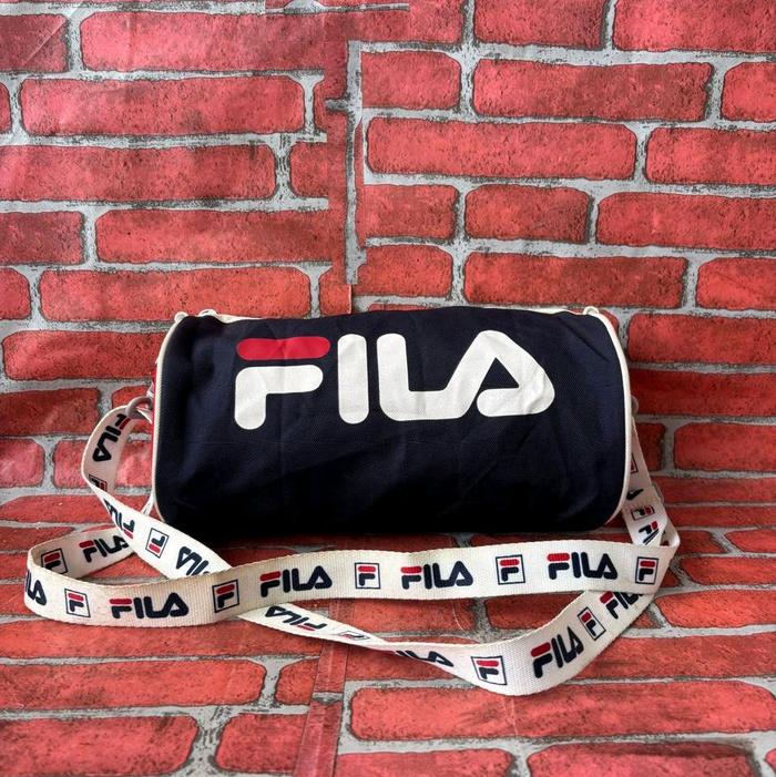 FILA  Brand Second 1mp0rt Tas Selempang tabung Logo Besar Hitam dengan Tali Premium Kualitas Terbaik