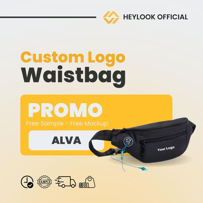 SLING BAG CUSTOM LOGO ALVA HEYLOOK Sablon DTF Bordir - Tas Selempang Custom Waist bag Custom Logo Wa