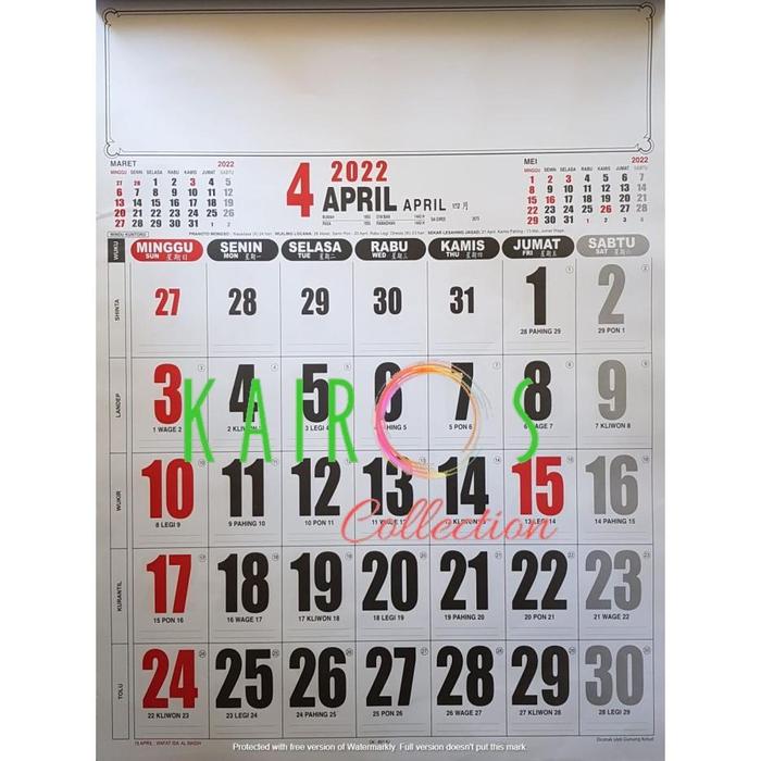 Kalender Dinding Jumbo Tahun 2022
