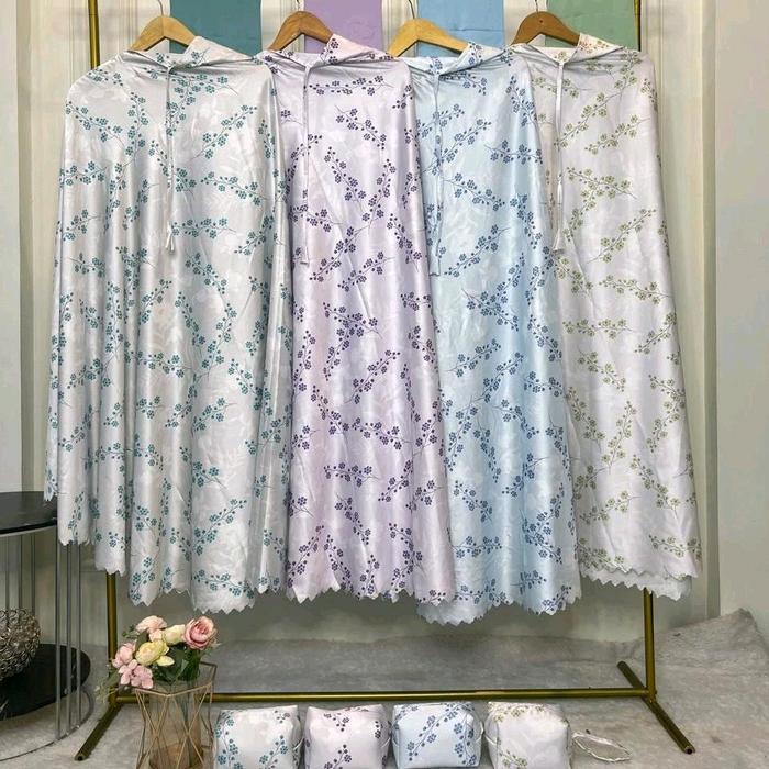 Raia Hijab - Mukena Atasan Bawahan travel motif premium armani silk 2 in 1 daily laser cut, Azalia