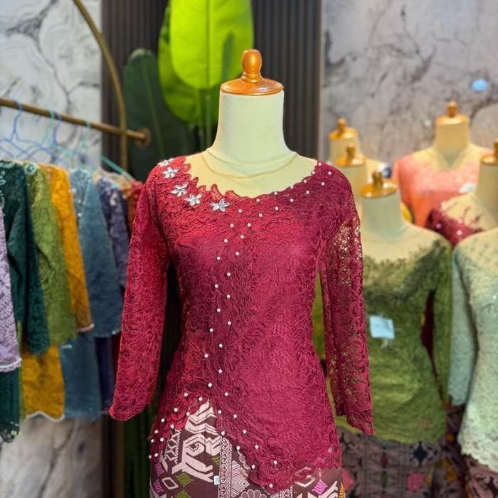 Kebaya payet mutiara(new arrivall ) brokat fatmawati cord lace (ATASAN SAJA)