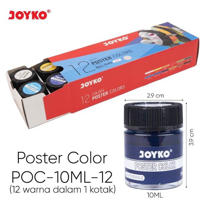 [ SET ] Cat Poster / Poster Colors 12 Warna Botol  10 ML - Joyko MURAH!