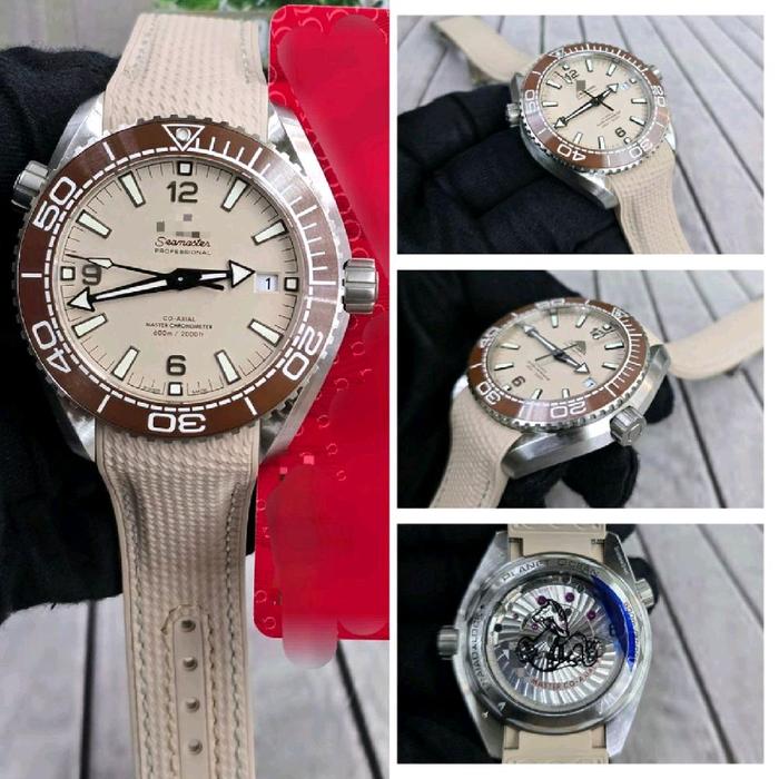 Jam Terbaru Omega Semaster Planet Ocean Beige Dial Vsf 43.5mm ss Rubber Top Tier 5
