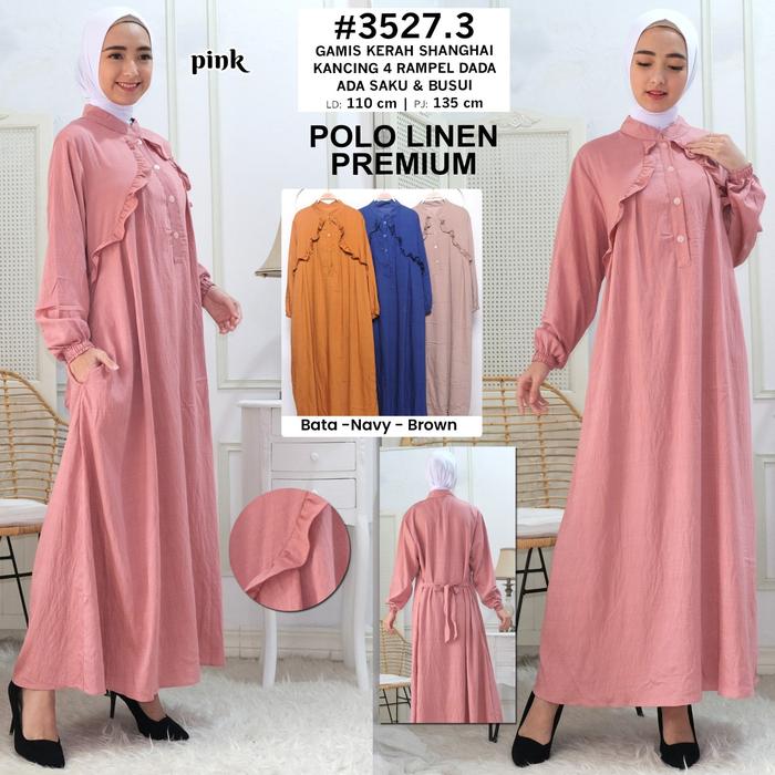 Gamis wanita kerah shanghai busui/Gamis polos wanita kancing 4 rempel dada polos