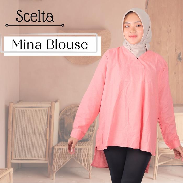 Scelta Collection - Mina Blouse Korean Style Baju Atasan Wanita Bahan Linen Rami || Baju Wanita | At