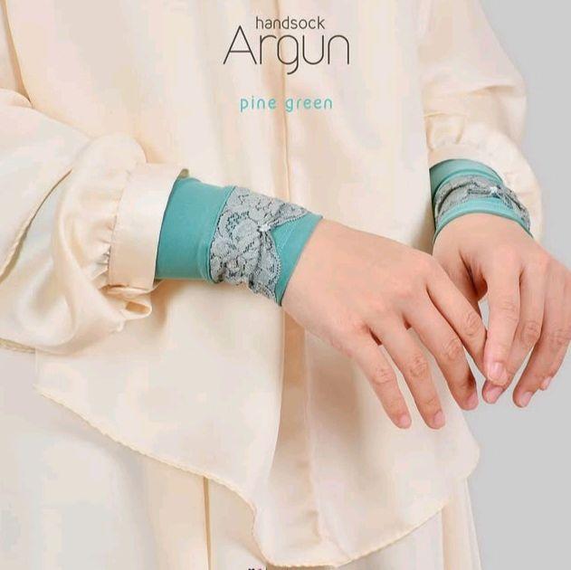 Mirania Handsock Argun Pine Green - Desain Unik & Cantik dari Jersey Premium dengan Renda Brokat dan