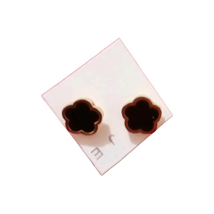 giwang titanium,giwang bunga hitam elegan. Anting