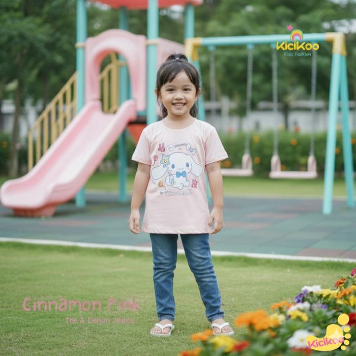 KICIKOO Play Tee Cinnamon Pink | Kaos Anak | Baju Karakter Kartun | Baju Main Anak