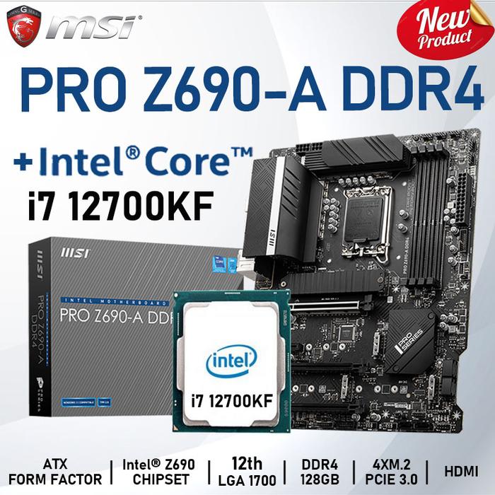 Intel i7 12700KF Combo With MSI PRO Z690-A DDR4 Motherboard Set LGA