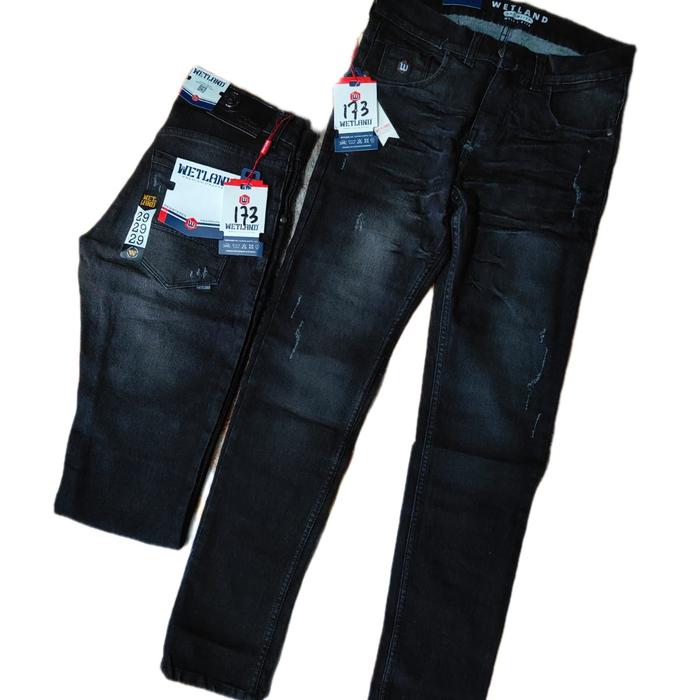 Celana jeans merek wetland snow black slimfit